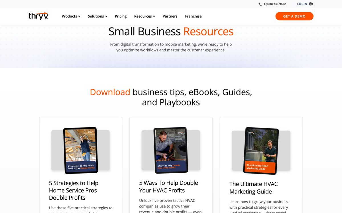 Thryv, templates page screenshot