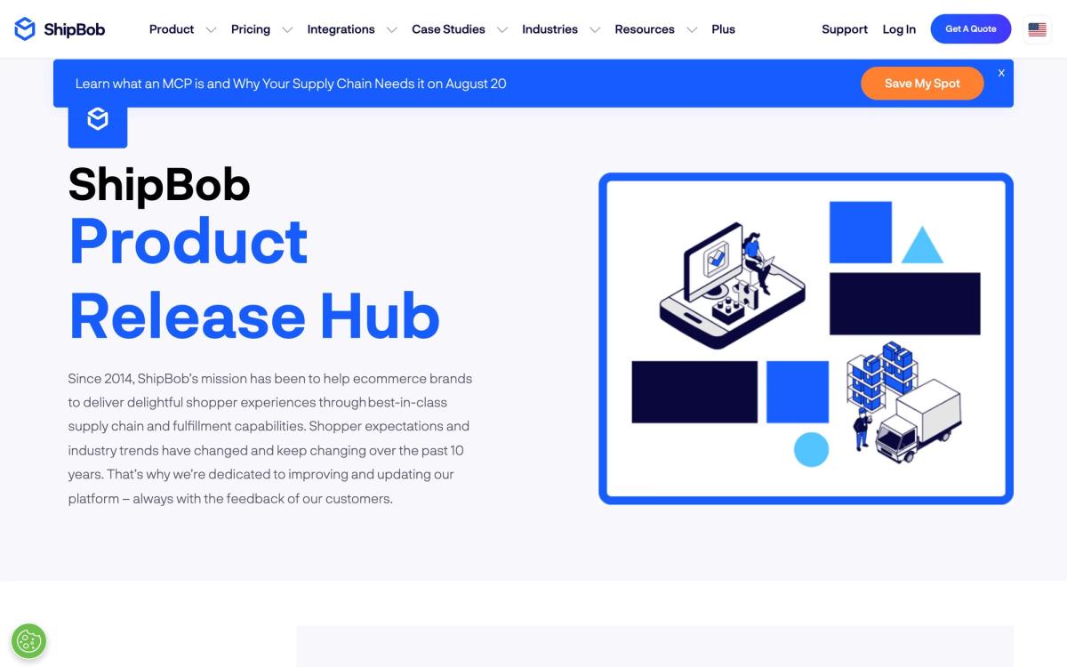 ShipBob, features page screenshot