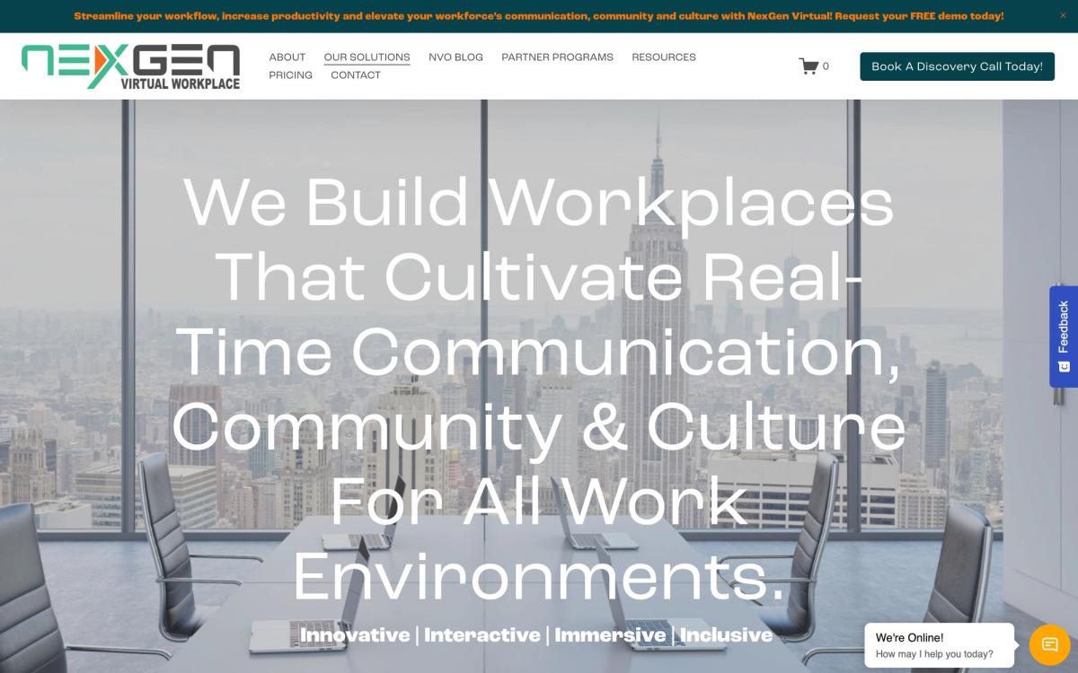 NexGen Virtual Workplace, solutions page screenshot