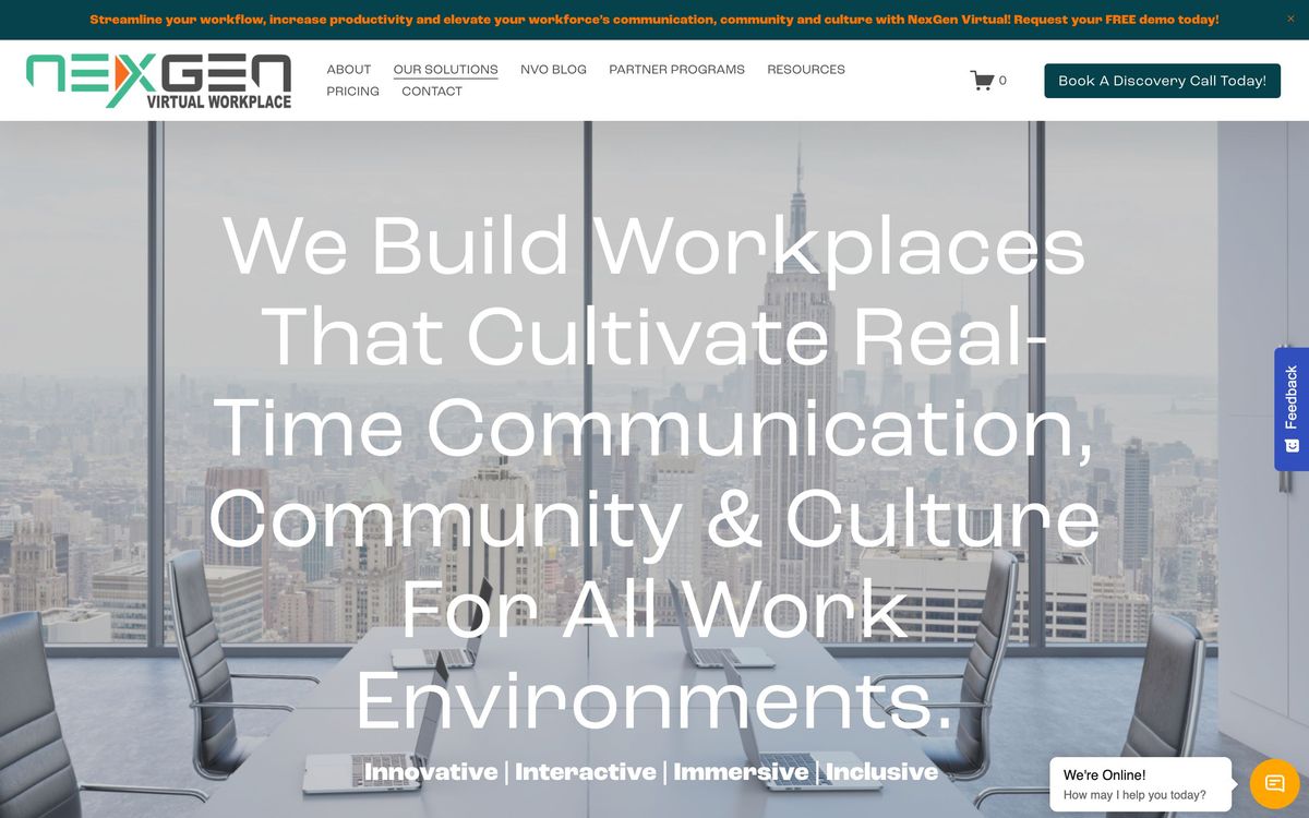 NexGen Virtual Workplace, solutions page screenshot