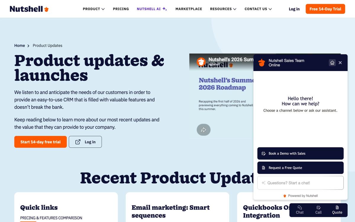 Nutshell, product page screenshot