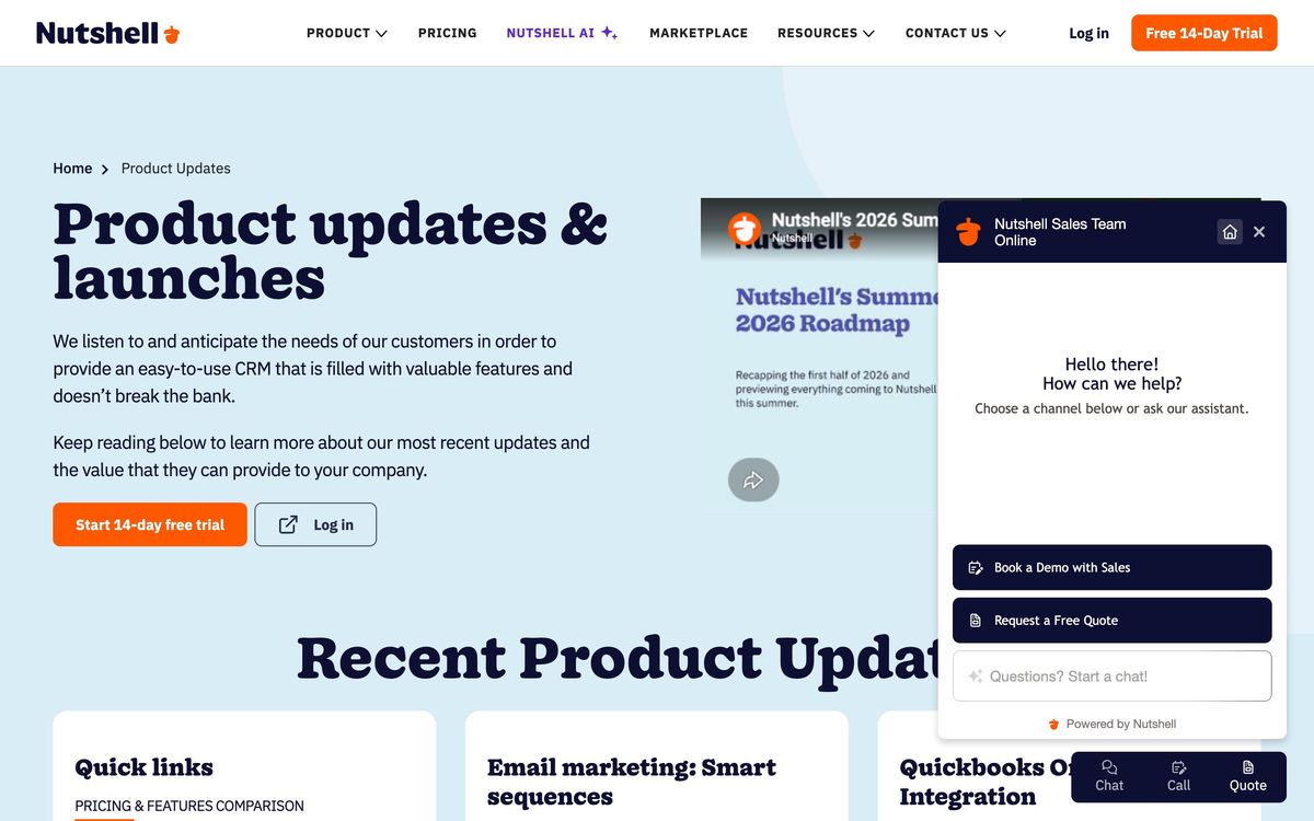 Nutshell, product page screenshot