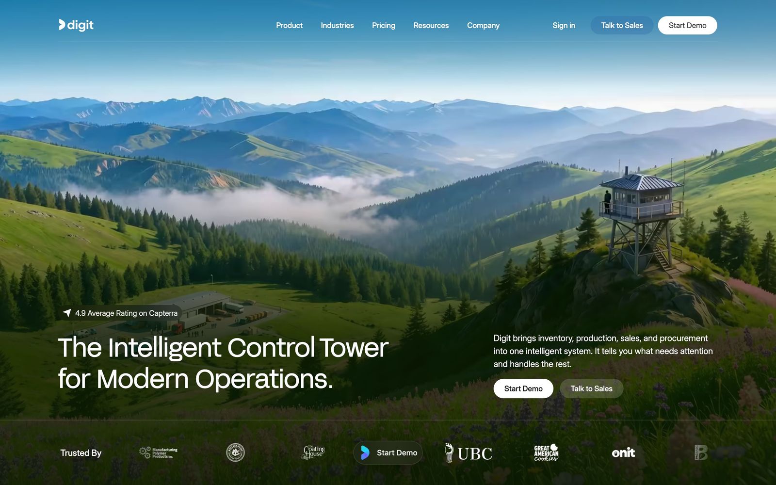 Digit website, homepage