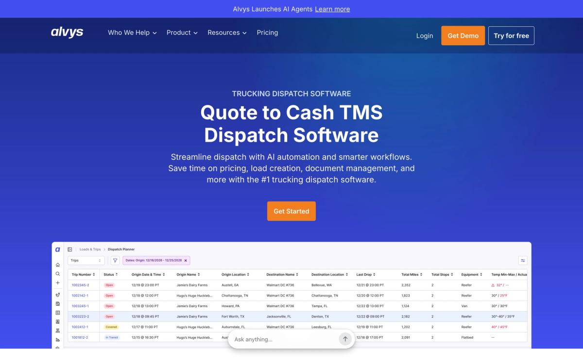 Alvys, features page screenshot