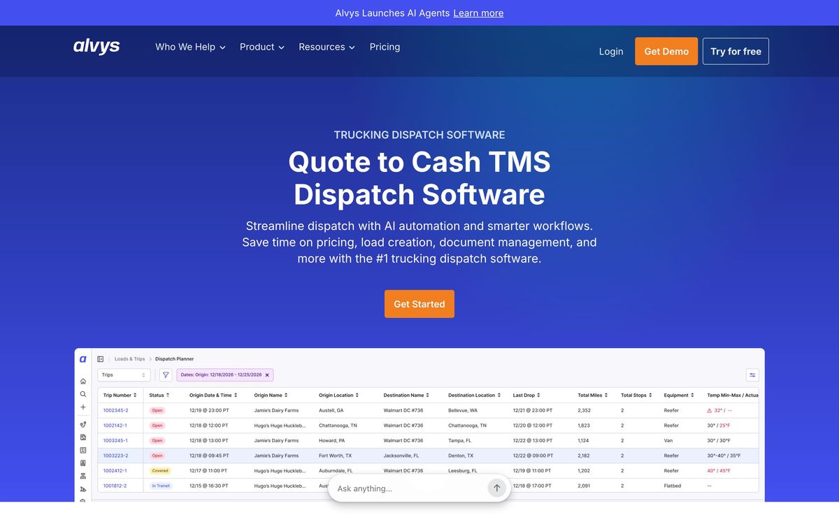 Alvys, features page screenshot