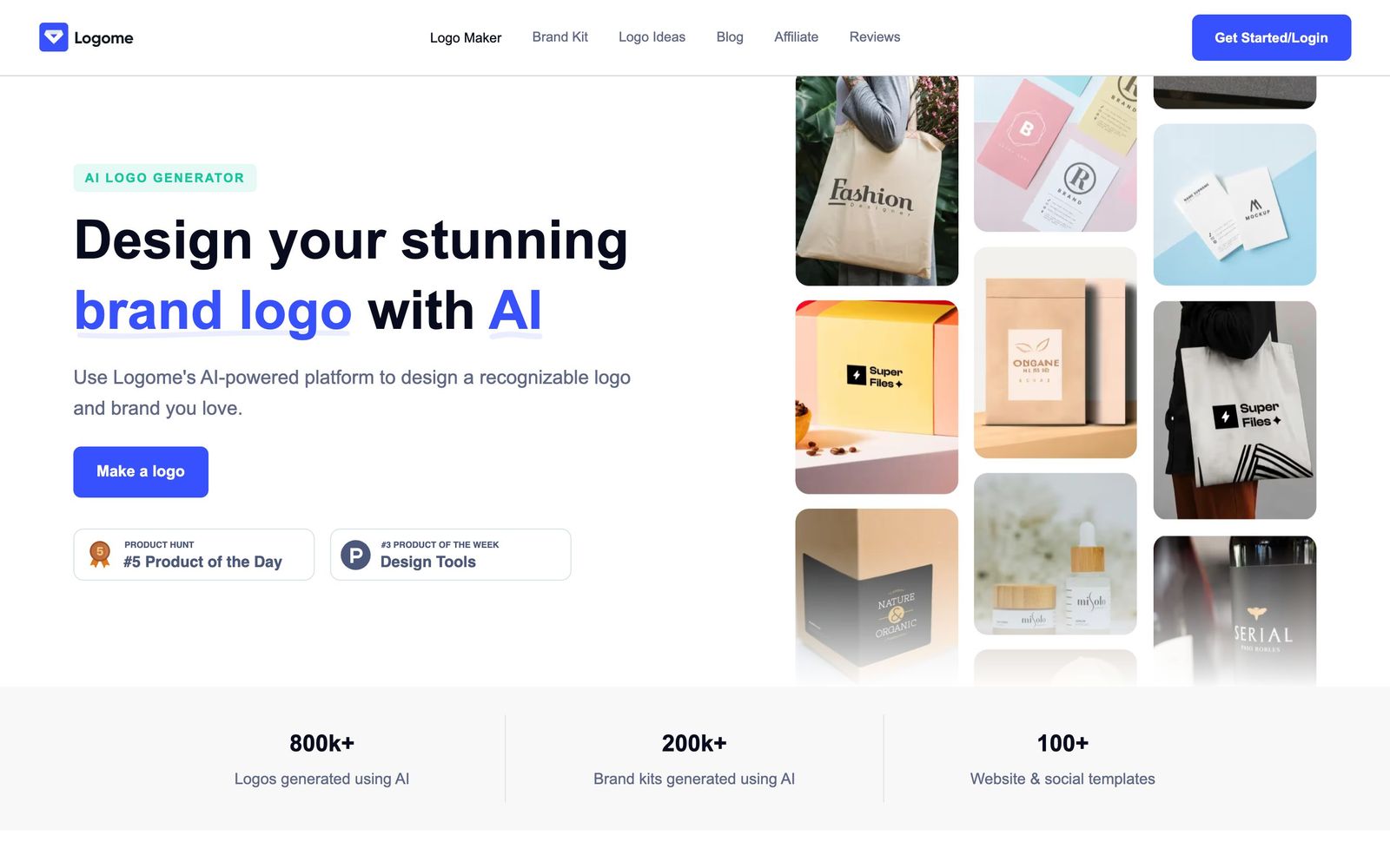 Logome.ai website: homepage