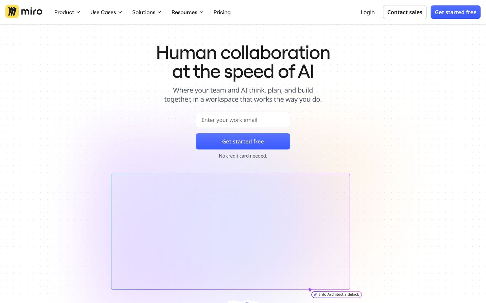 Miro website, homepage