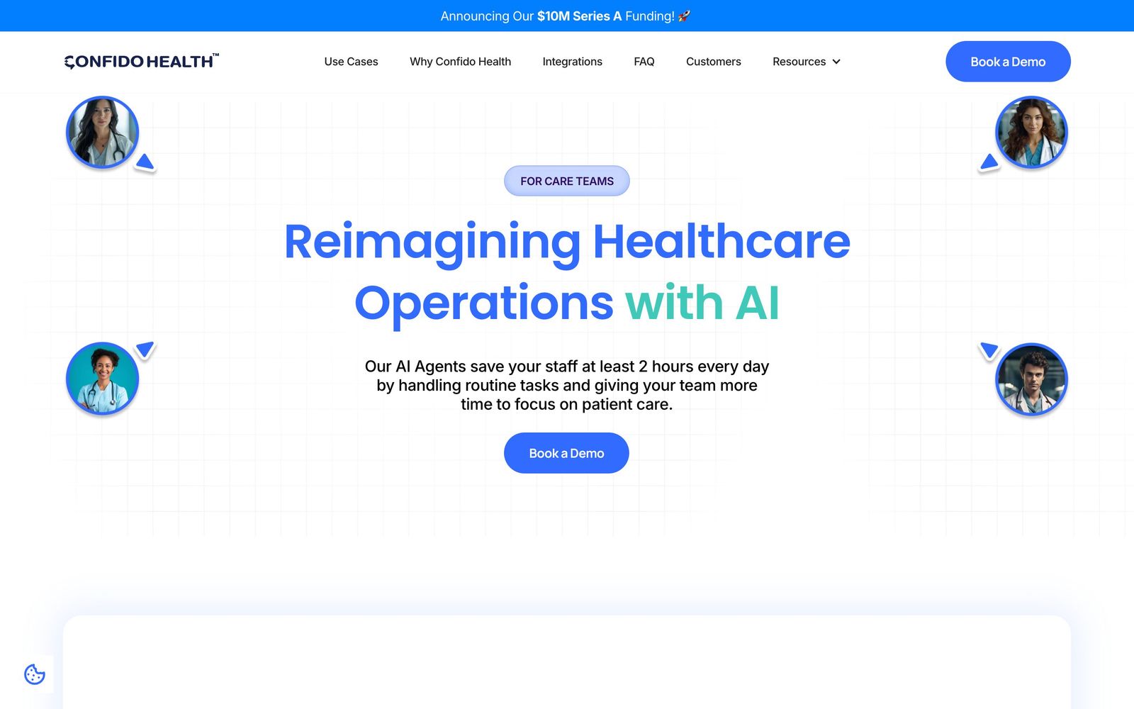 Confido Health website, homepage