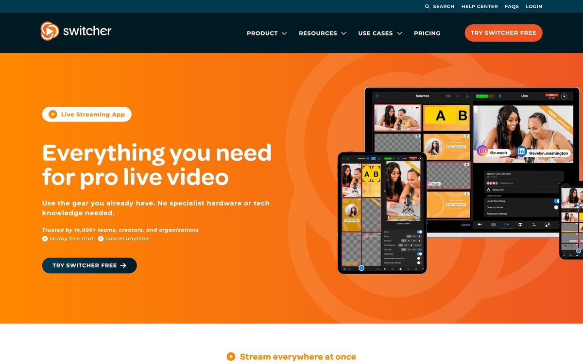 Switcher Studio, product page screenshot