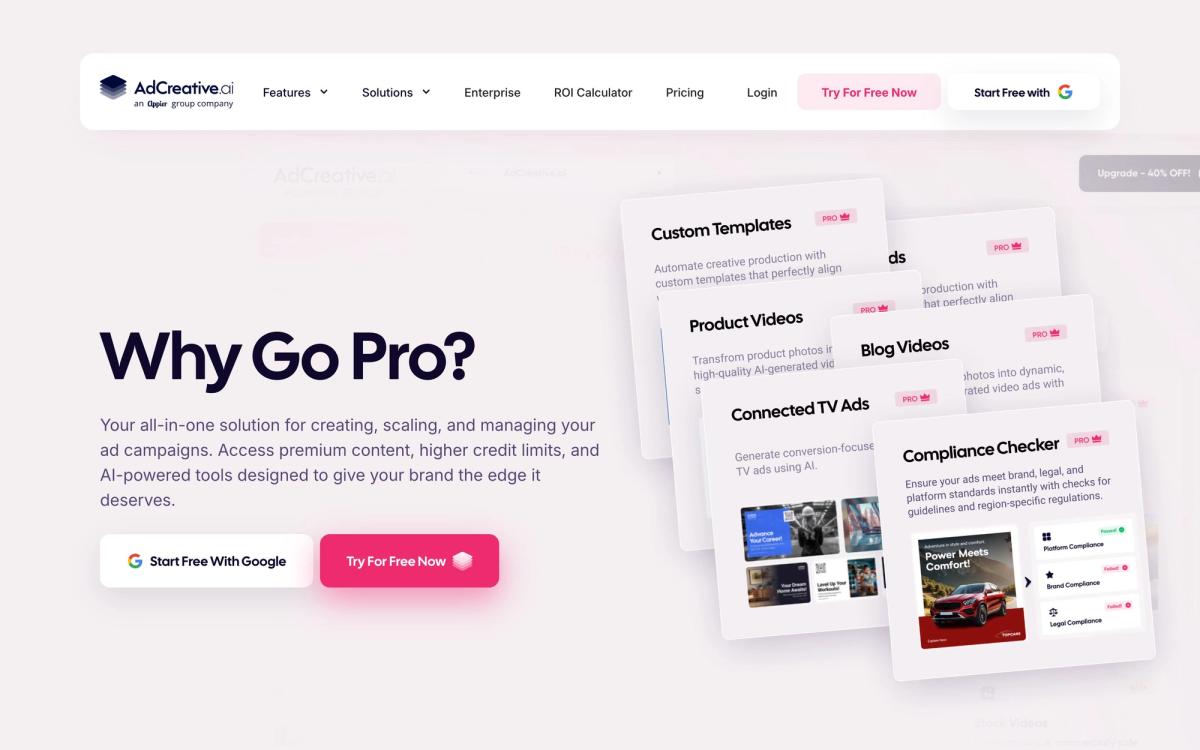 AdCreative.ai: features page screenshot