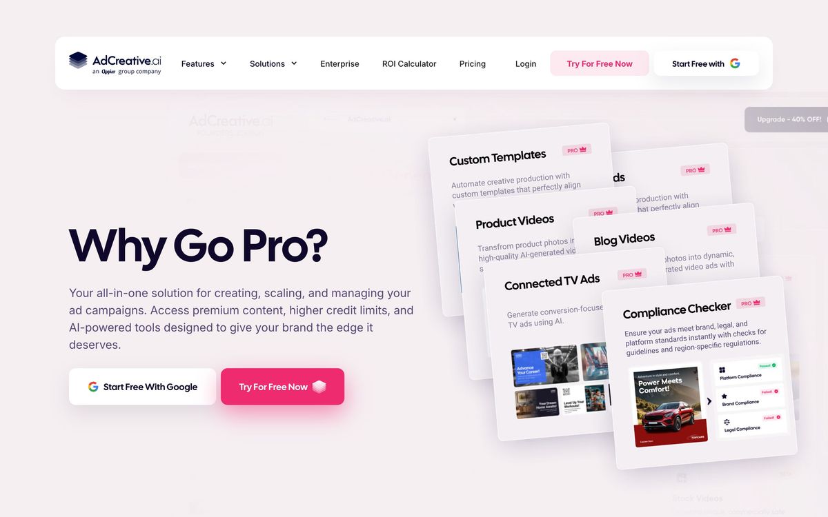 AdCreative.ai: features page screenshot