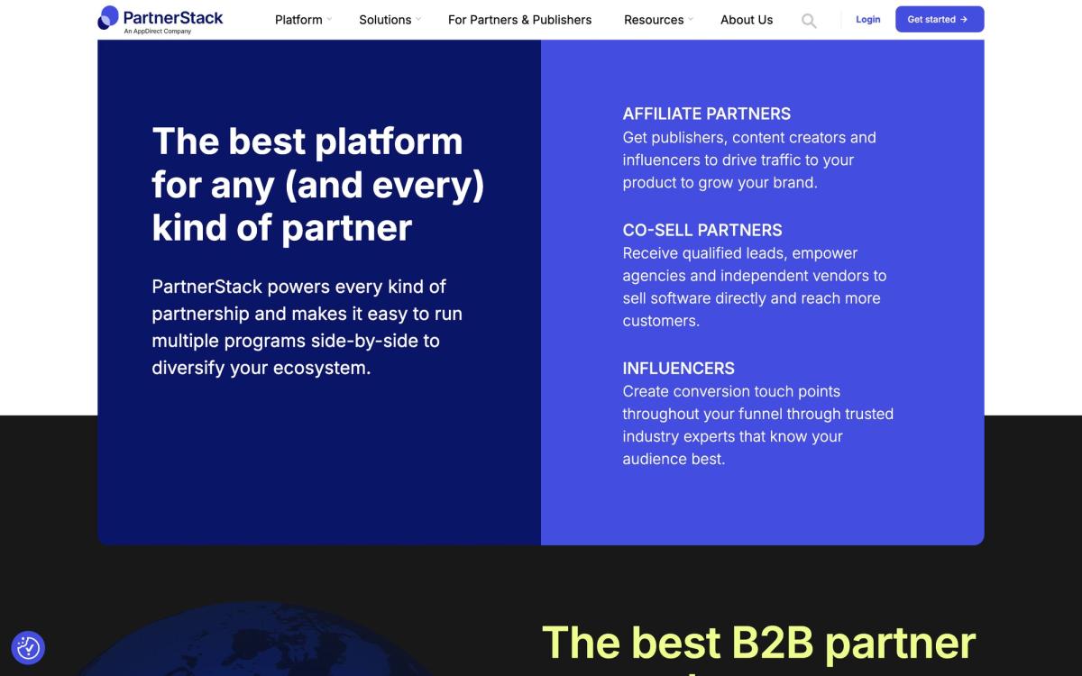 PartnerStack, product overview page screenshot