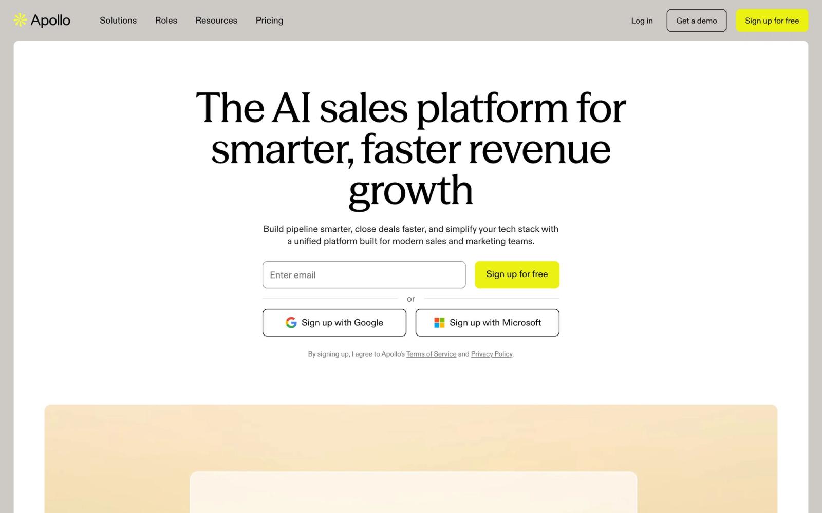 Apollo.io website: homepage