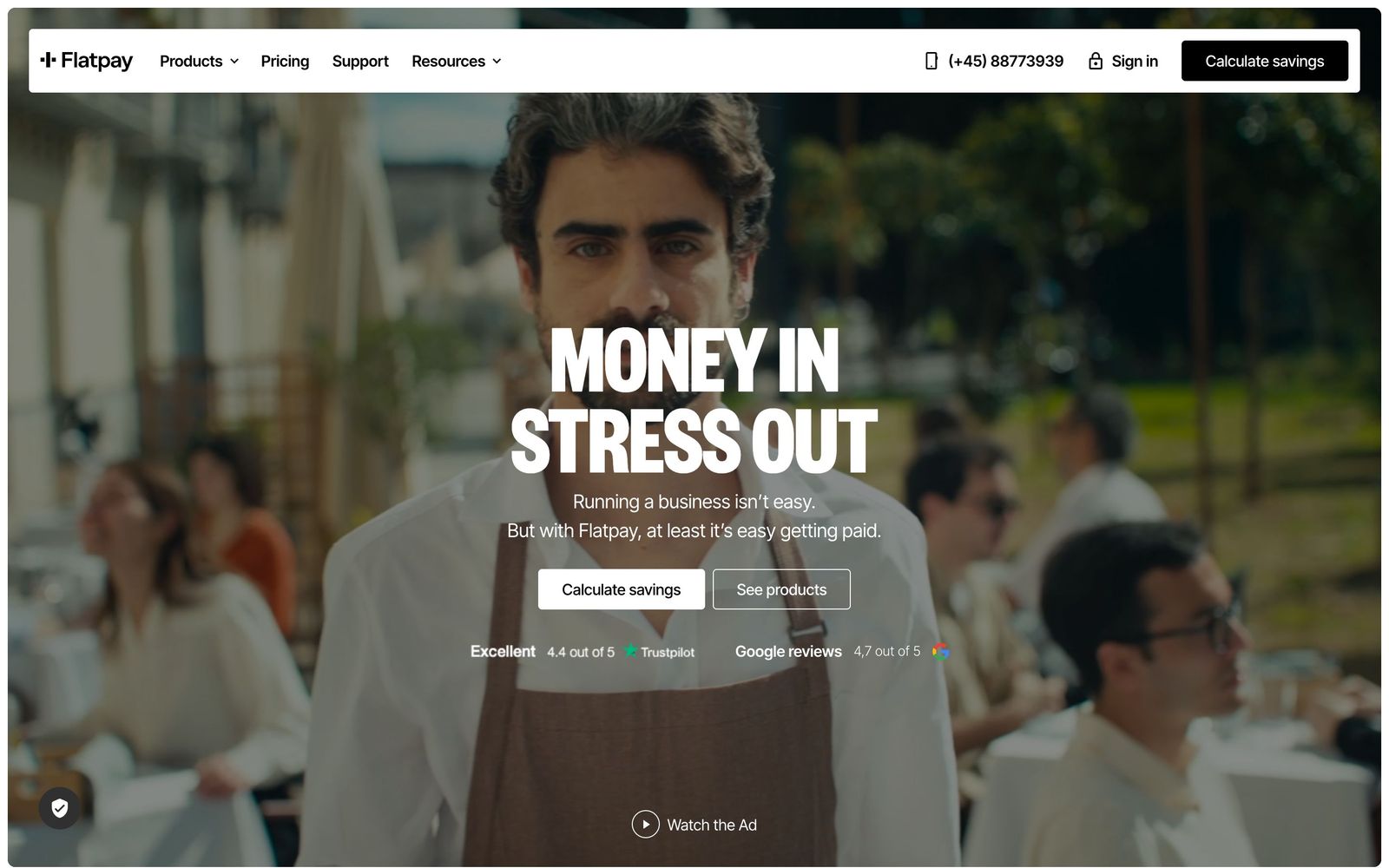 Flatpay website, homepage