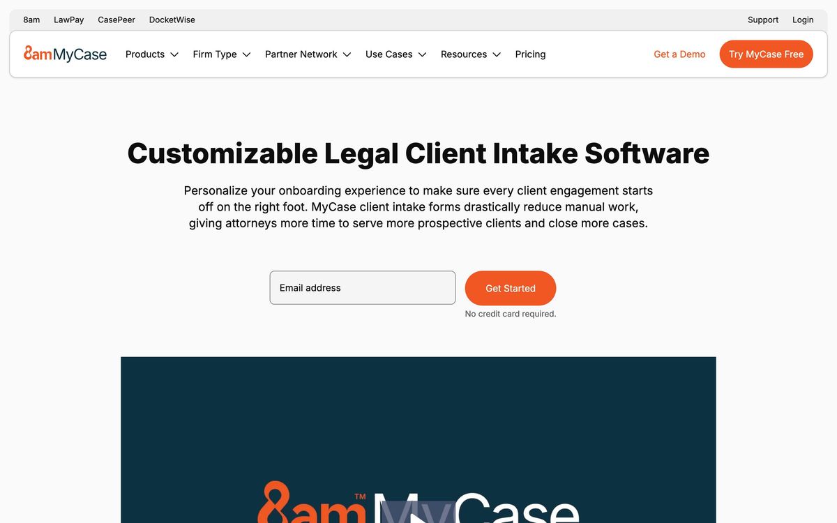MyCase, features page screenshot