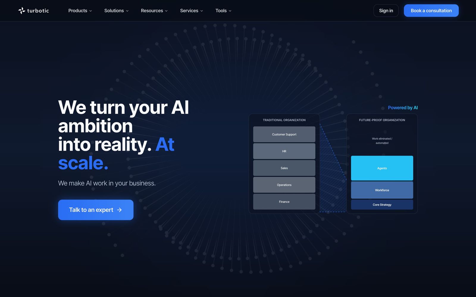 Turbotic Automation AI website: homepage