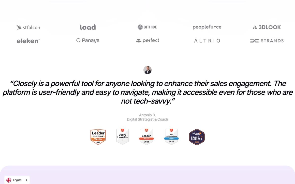 Closely, product overview page screenshot
