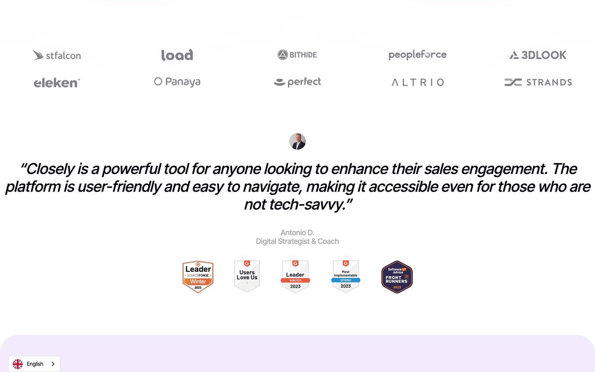 Closely, product overview page screenshot