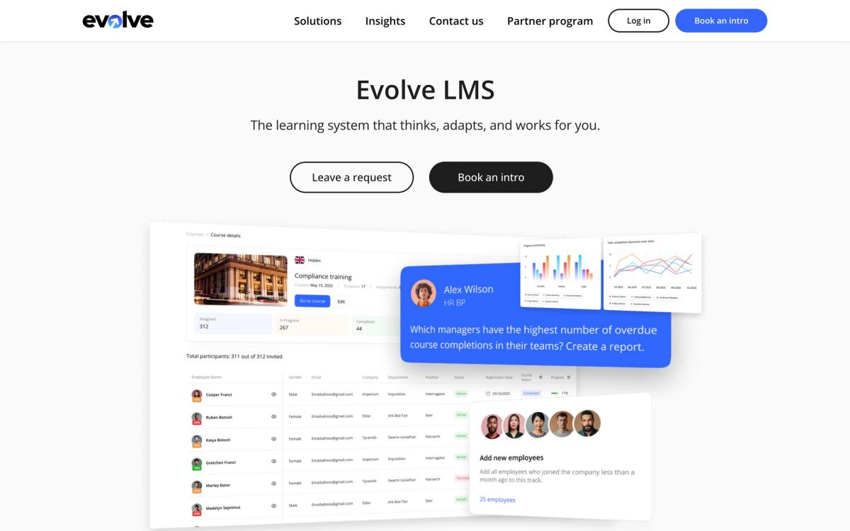 Evolve, product page screenshot
