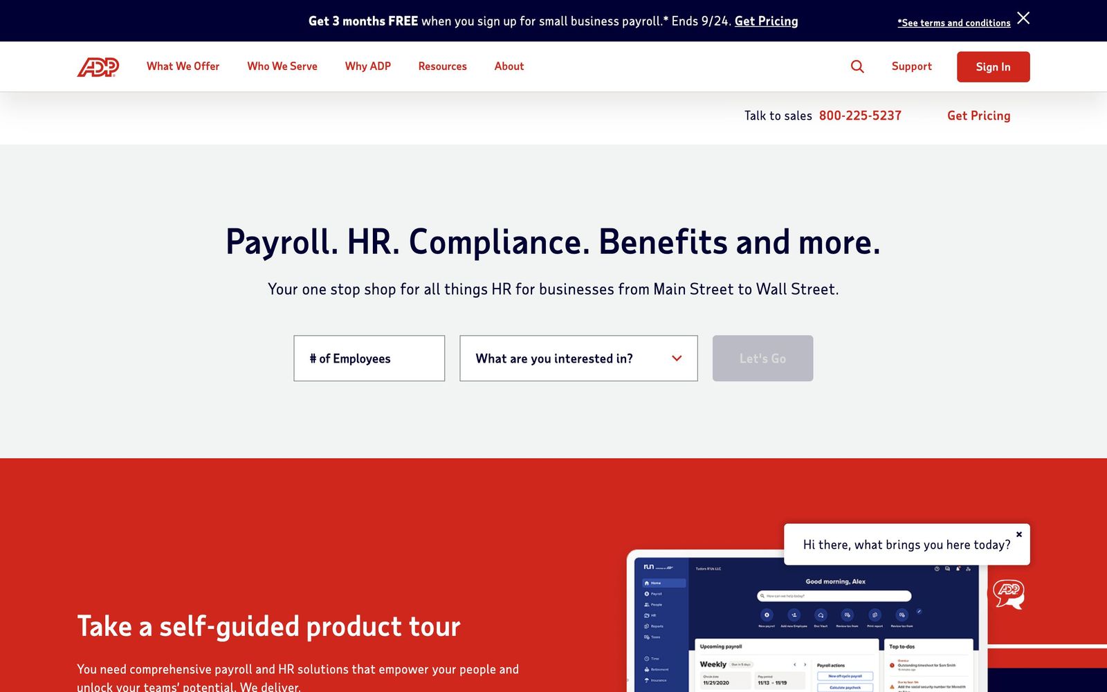 ADP website, homepage