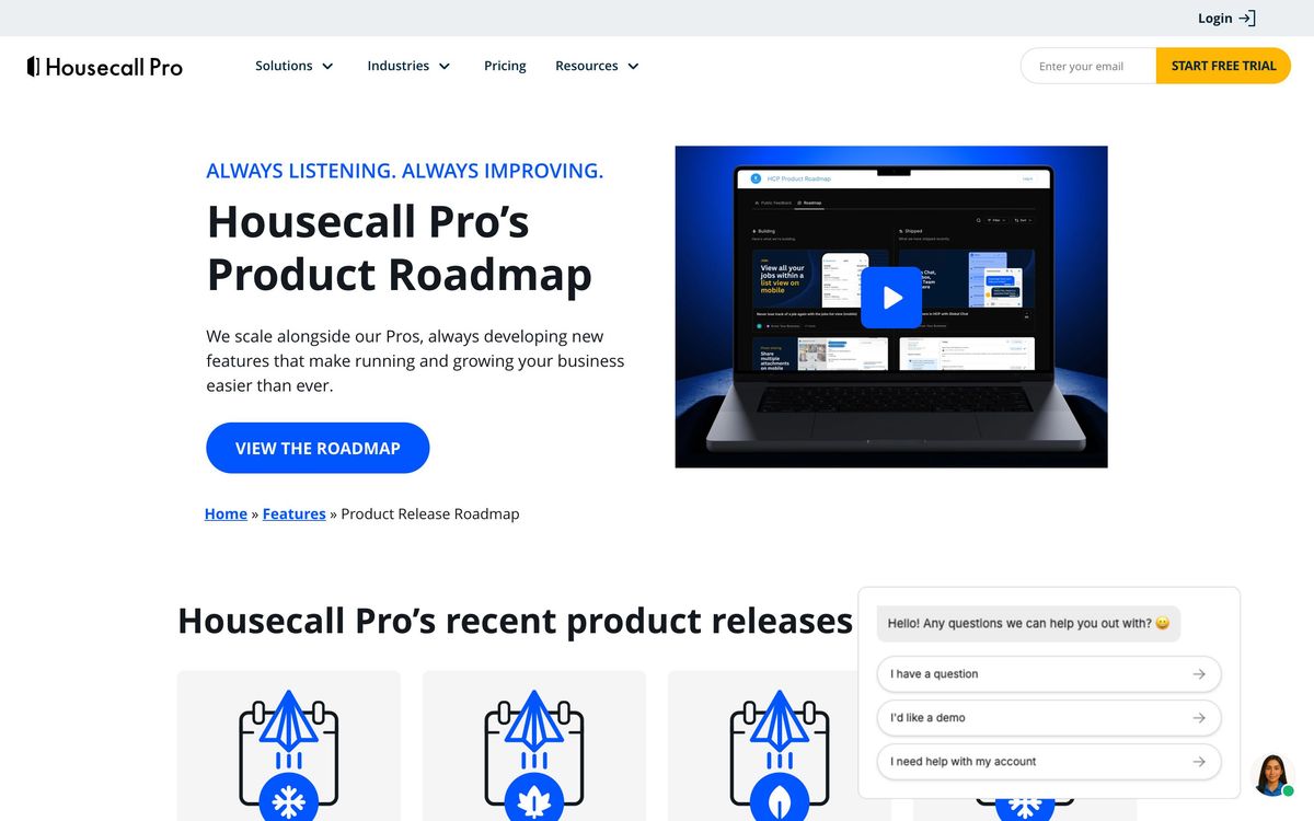 Housecall Pro, product page screenshot