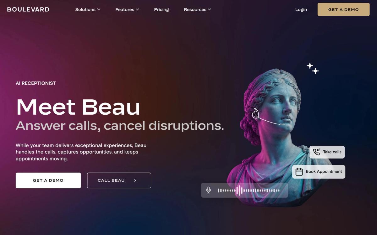 Boulevard, features page screenshot