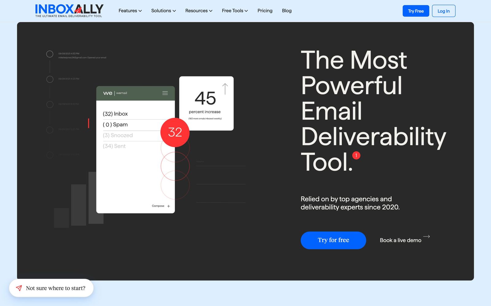 InboxAlly website, homepage