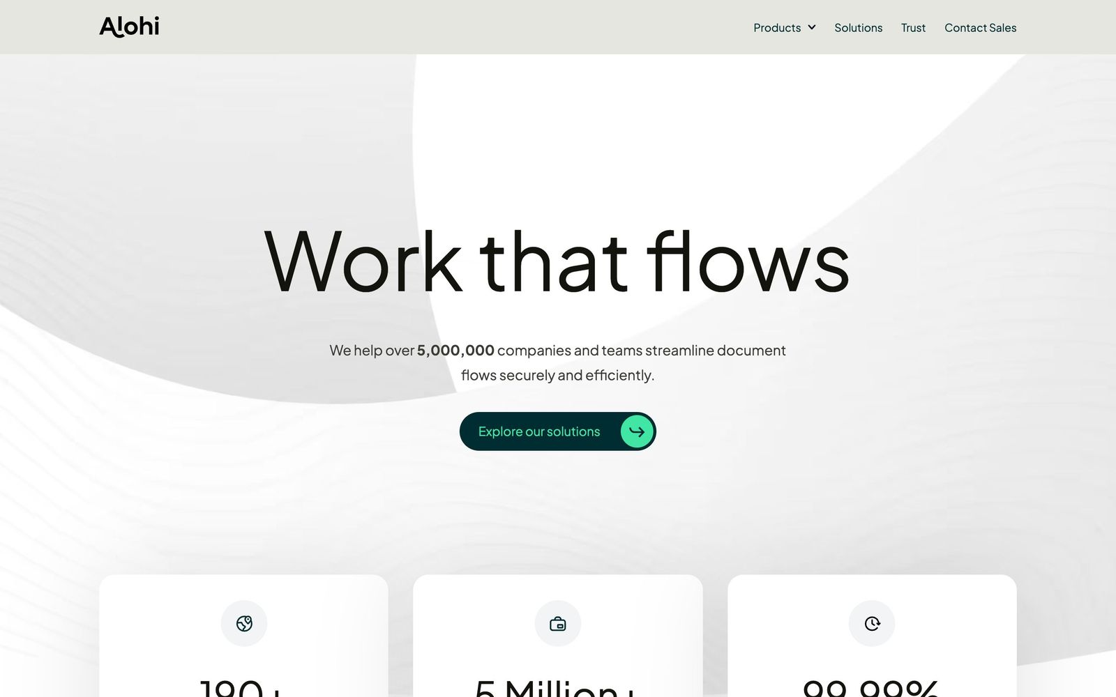 Alohi website, homepage