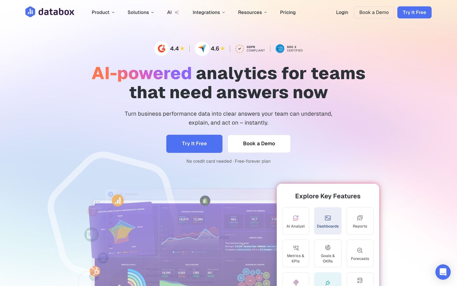 Databox website, homepage