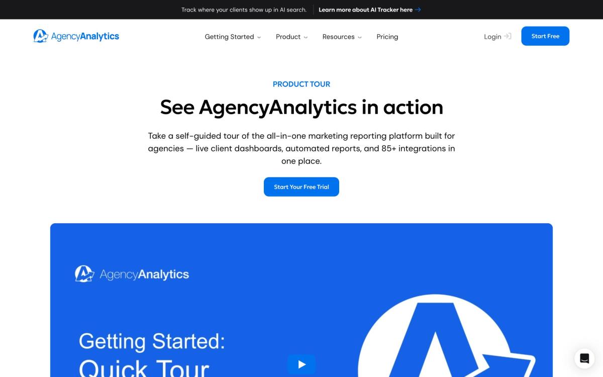 AgencyAnalytics, product page screenshot