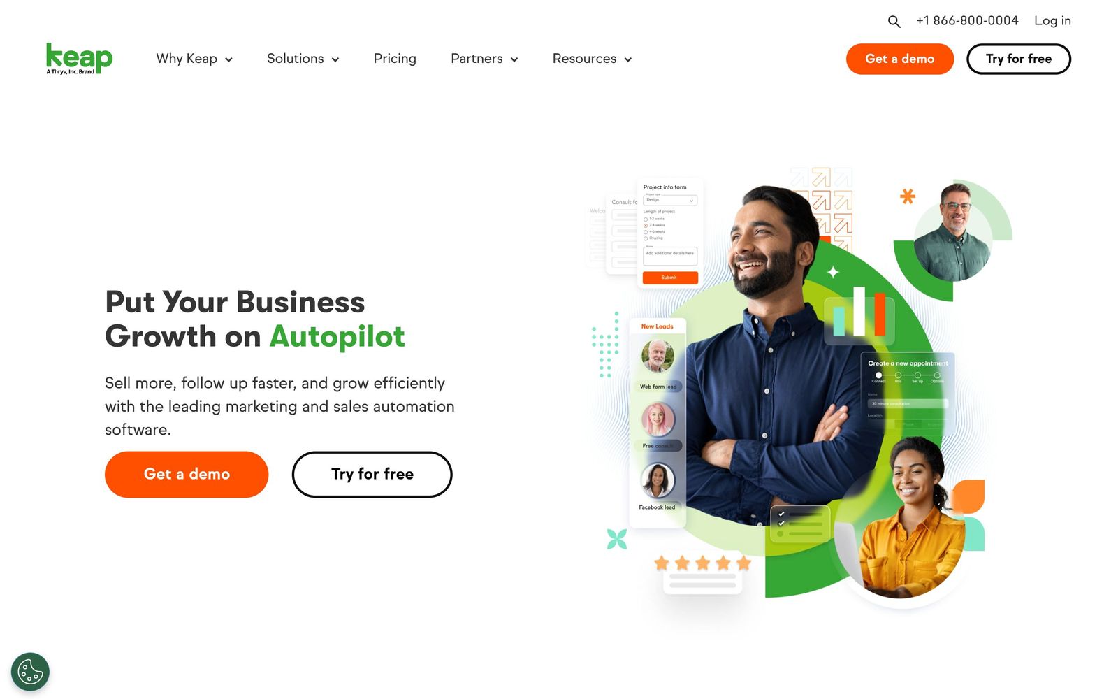 Keap website, homepage