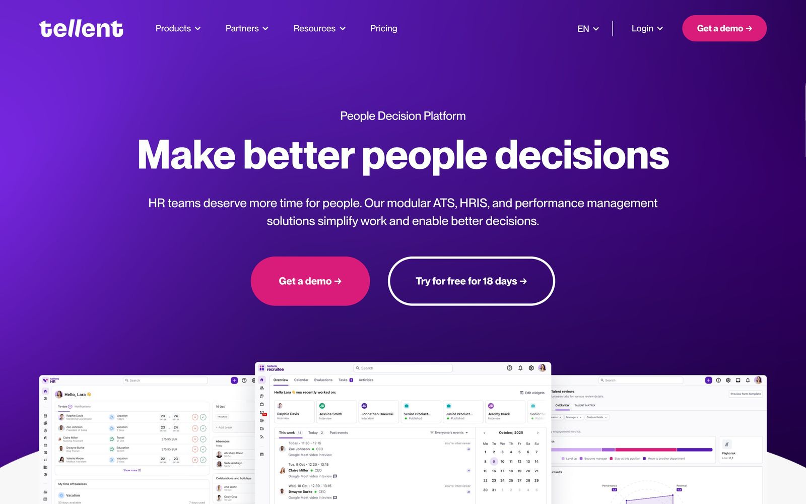 Tellent website, homepage