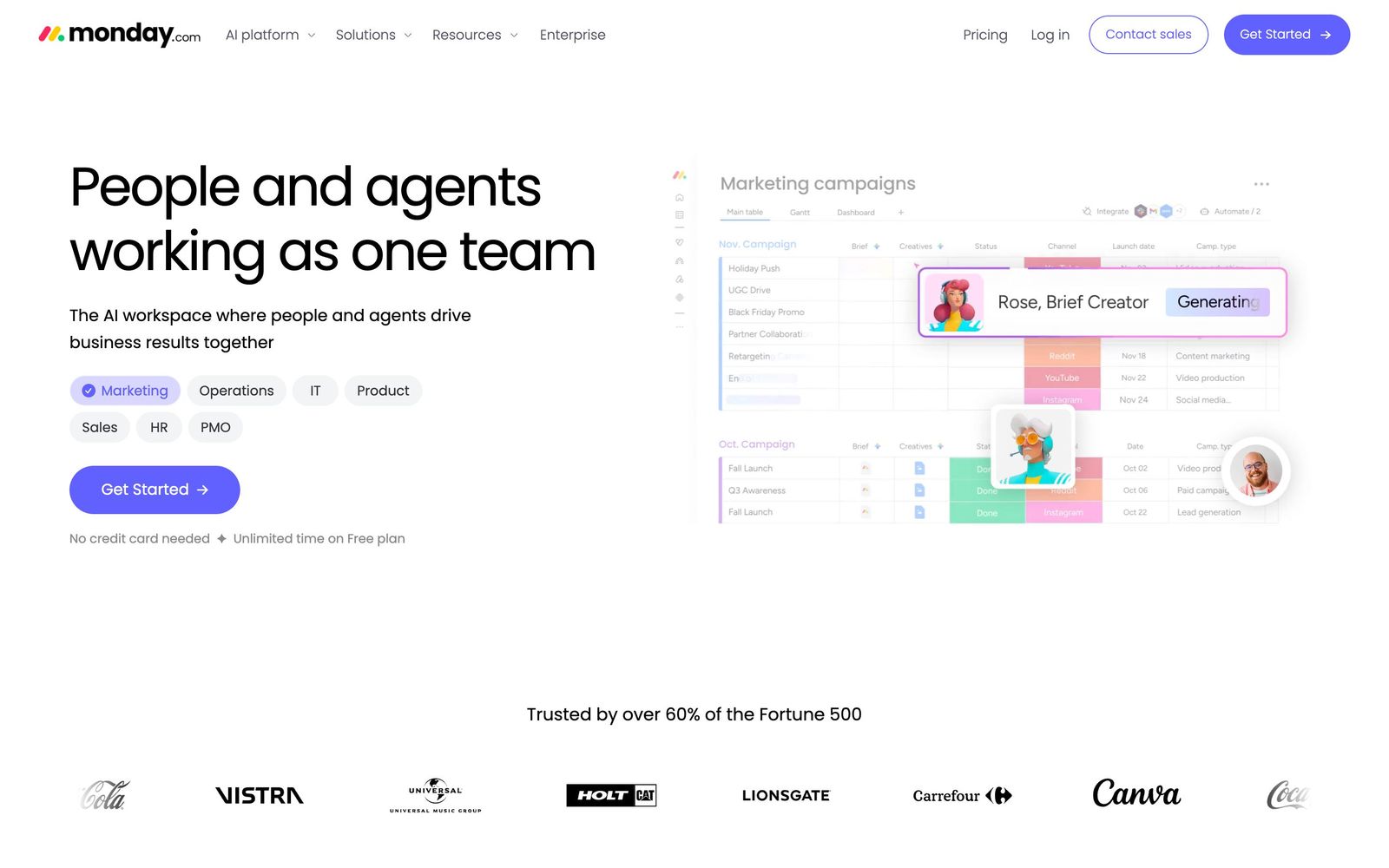 monday.com website, homepage