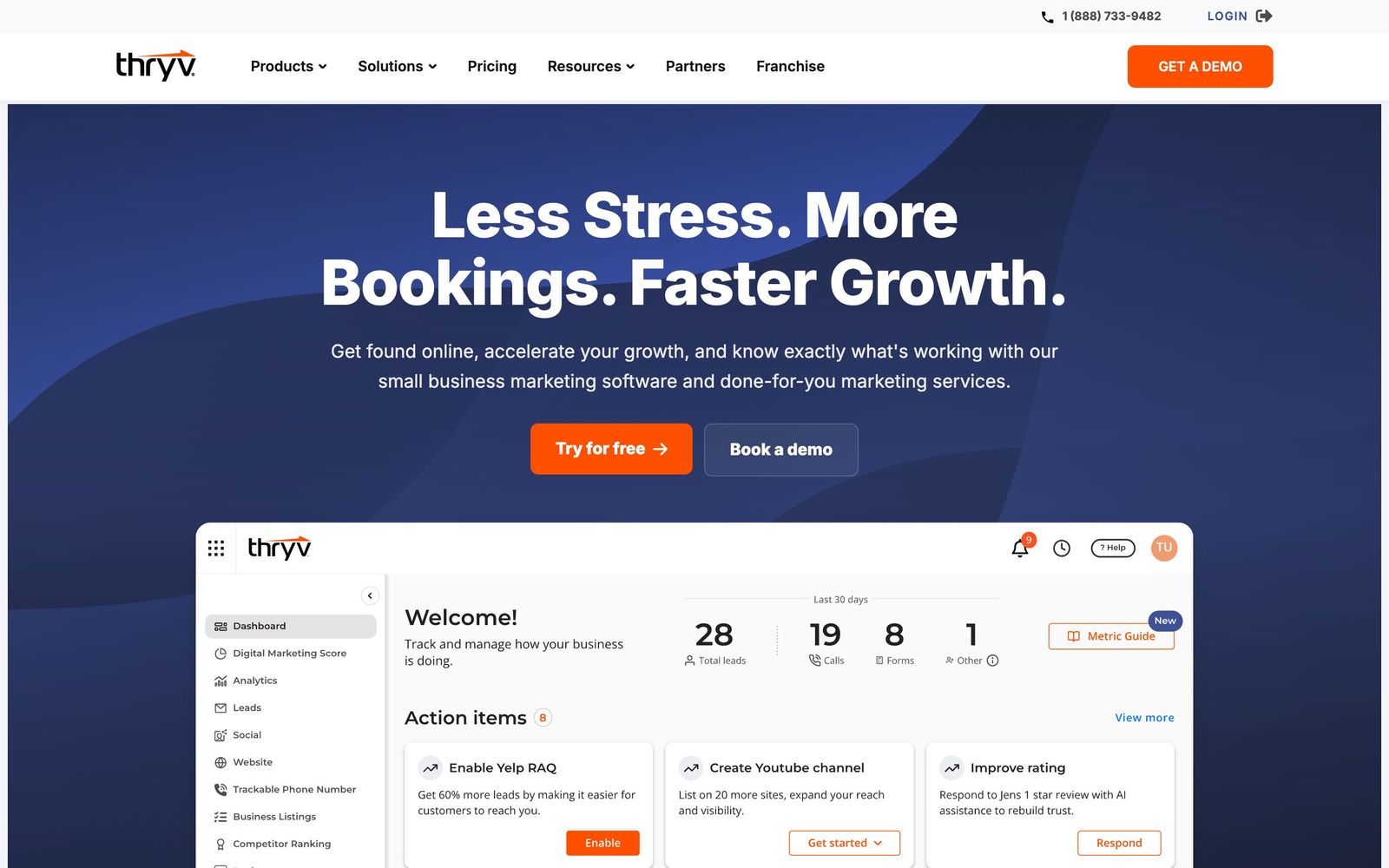 Thryv website, homepage