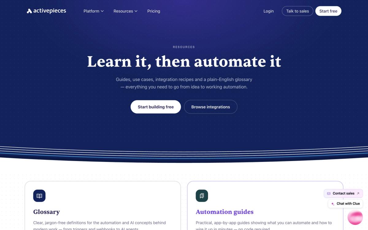 Activepieces, use cases page screenshot