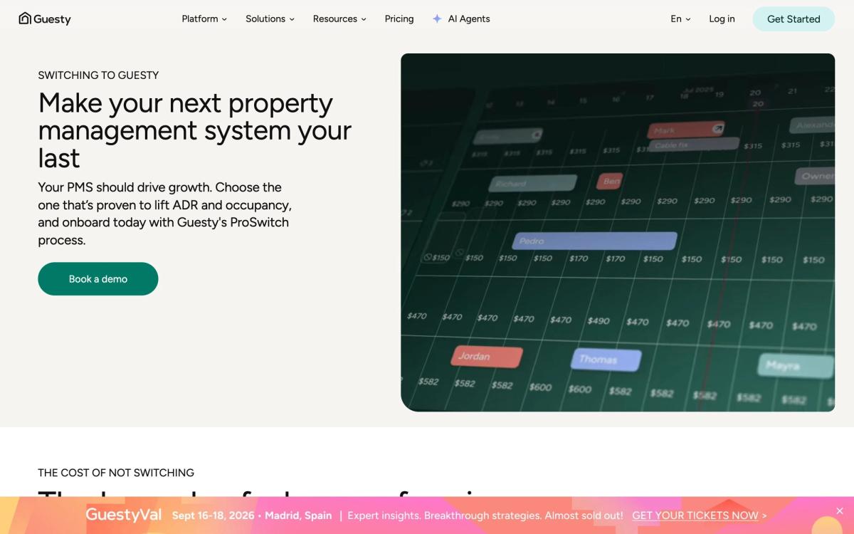 Guesty, product page screenshot
