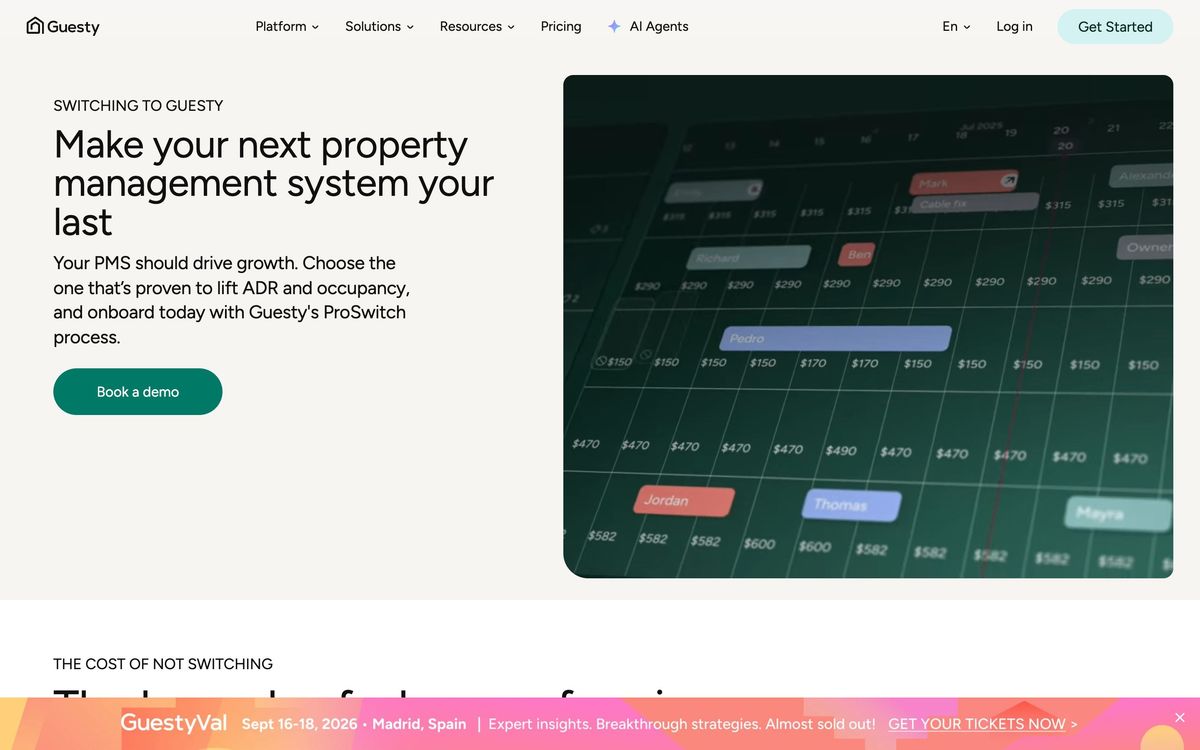 Guesty, product page screenshot