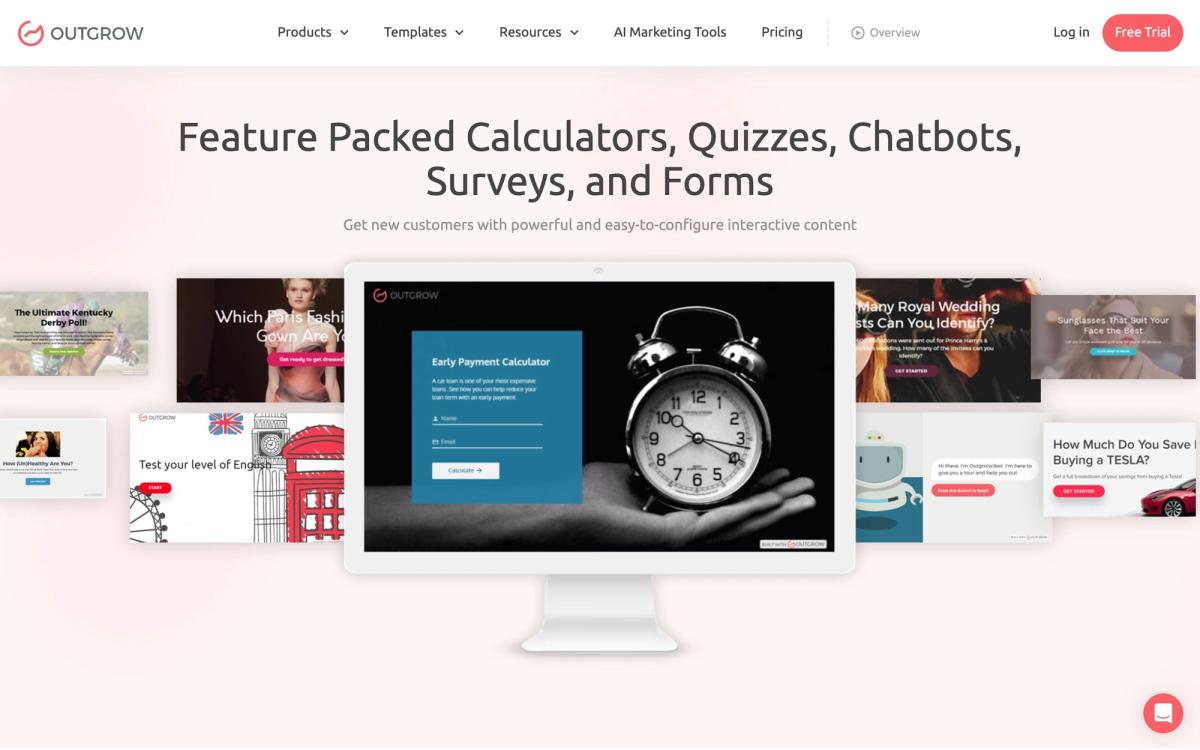 Outgrow, features page screenshot