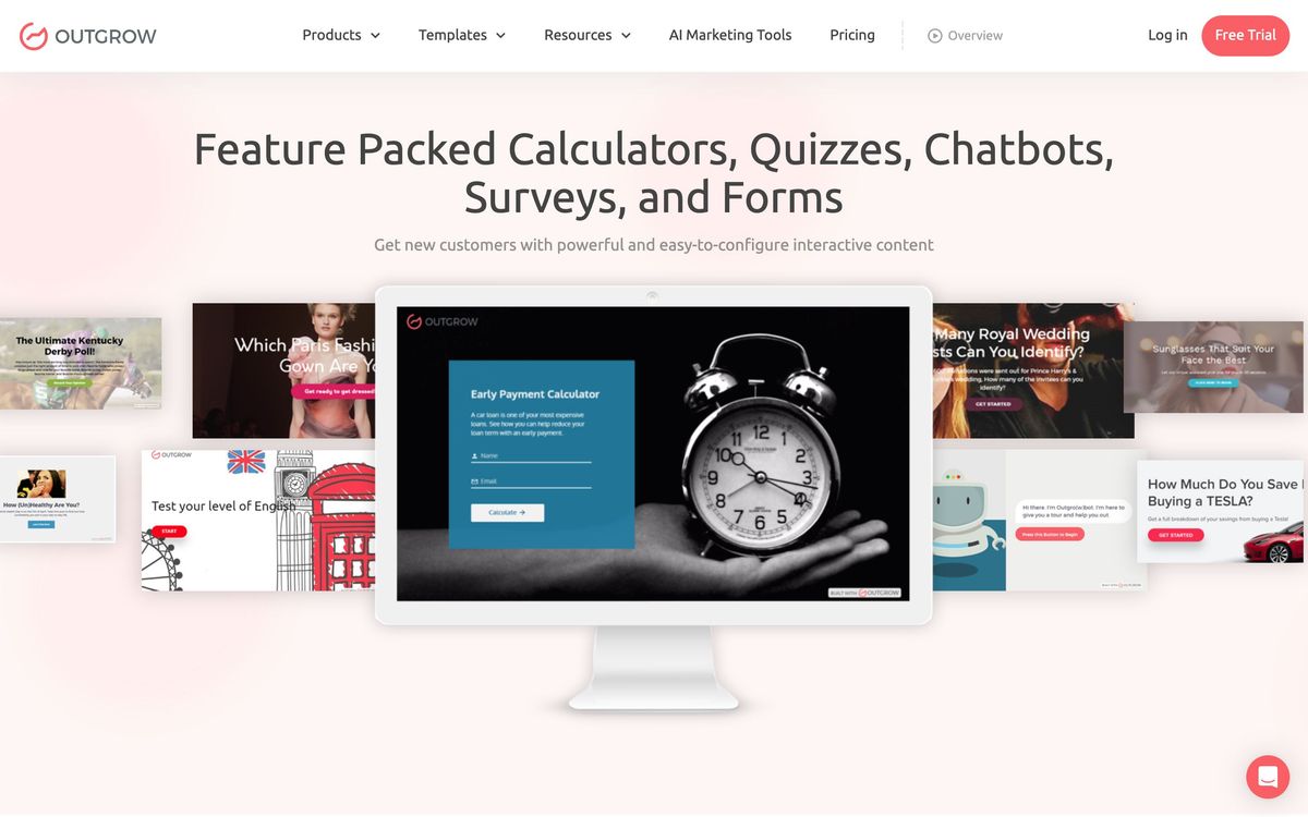Outgrow, features page screenshot