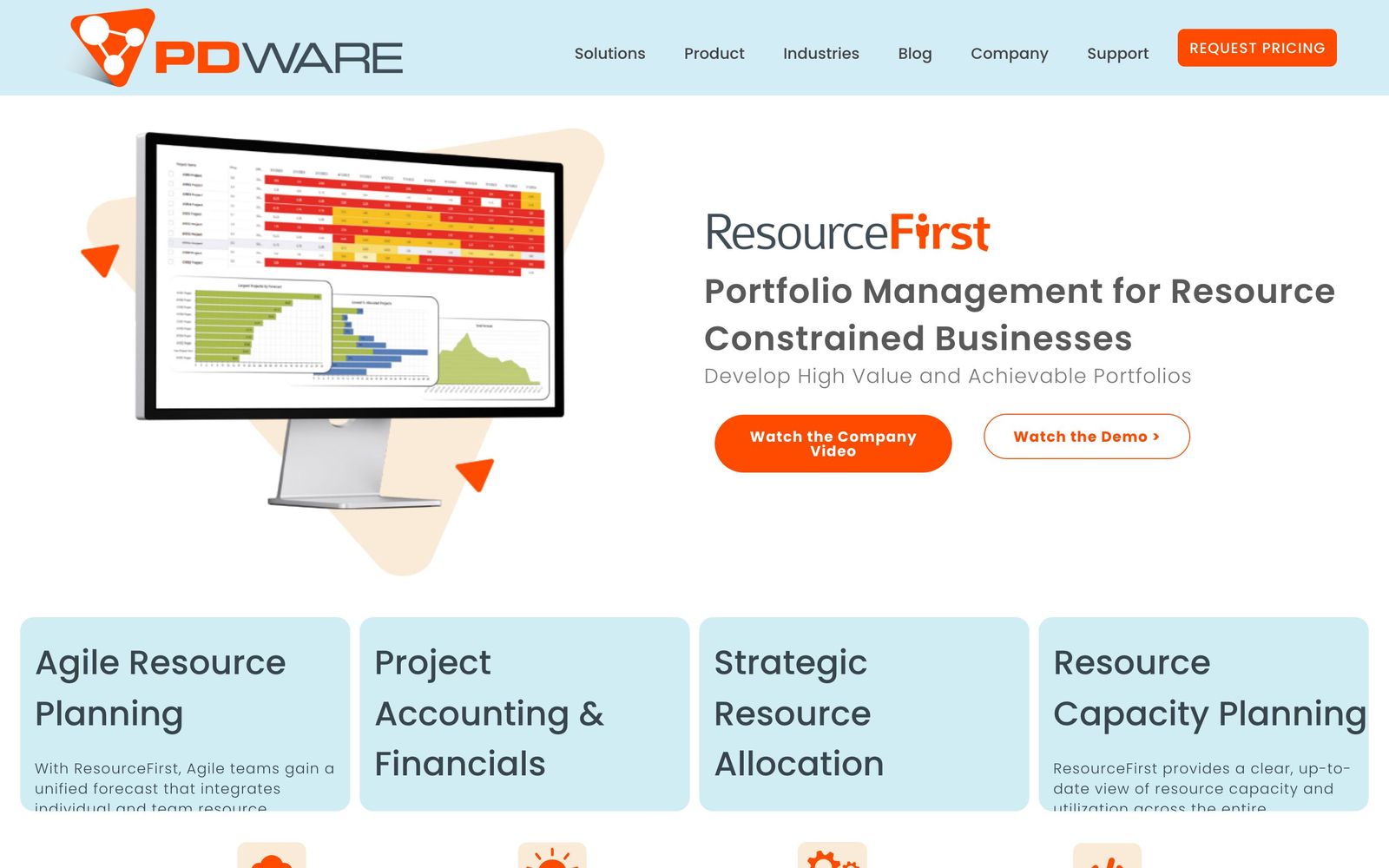 PDWare website, homepage