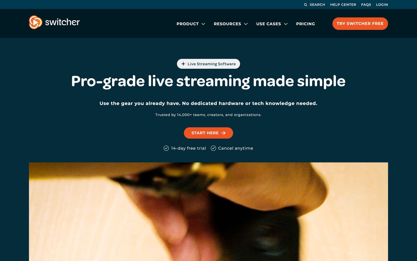 Switcher Studio website, homepage