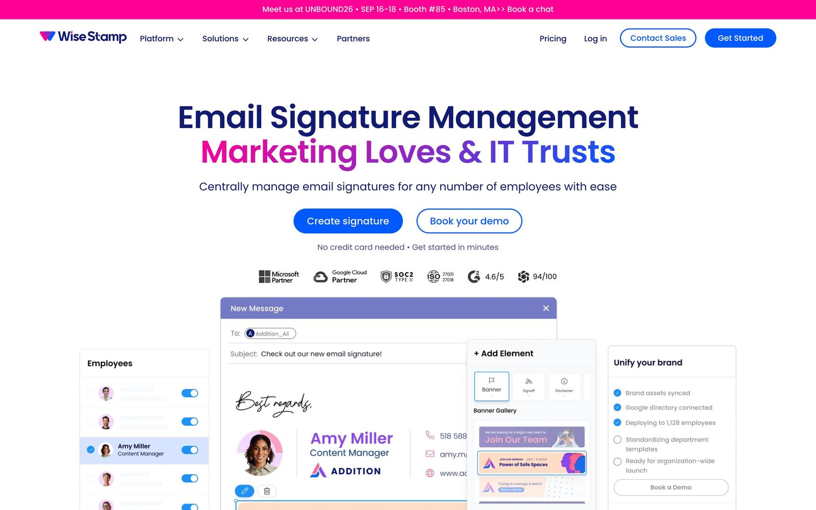 WiseStamp website, homepage