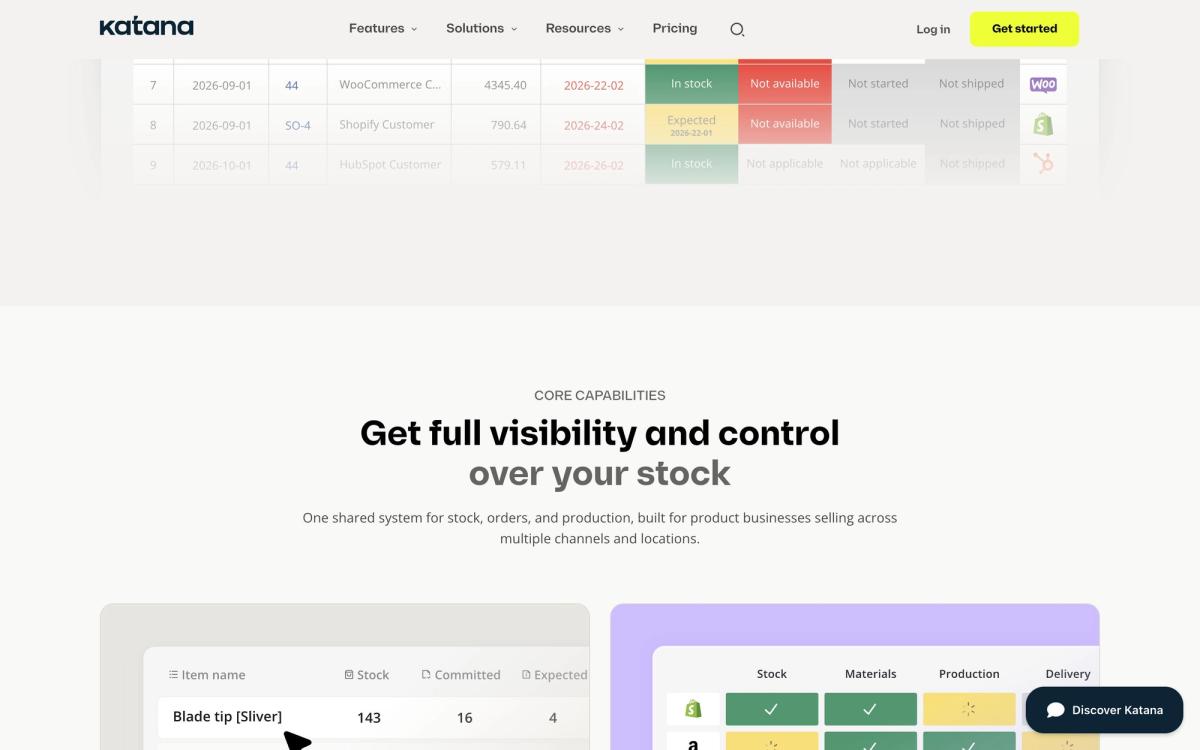 Katana Cloud Inventory, product overview page screenshot