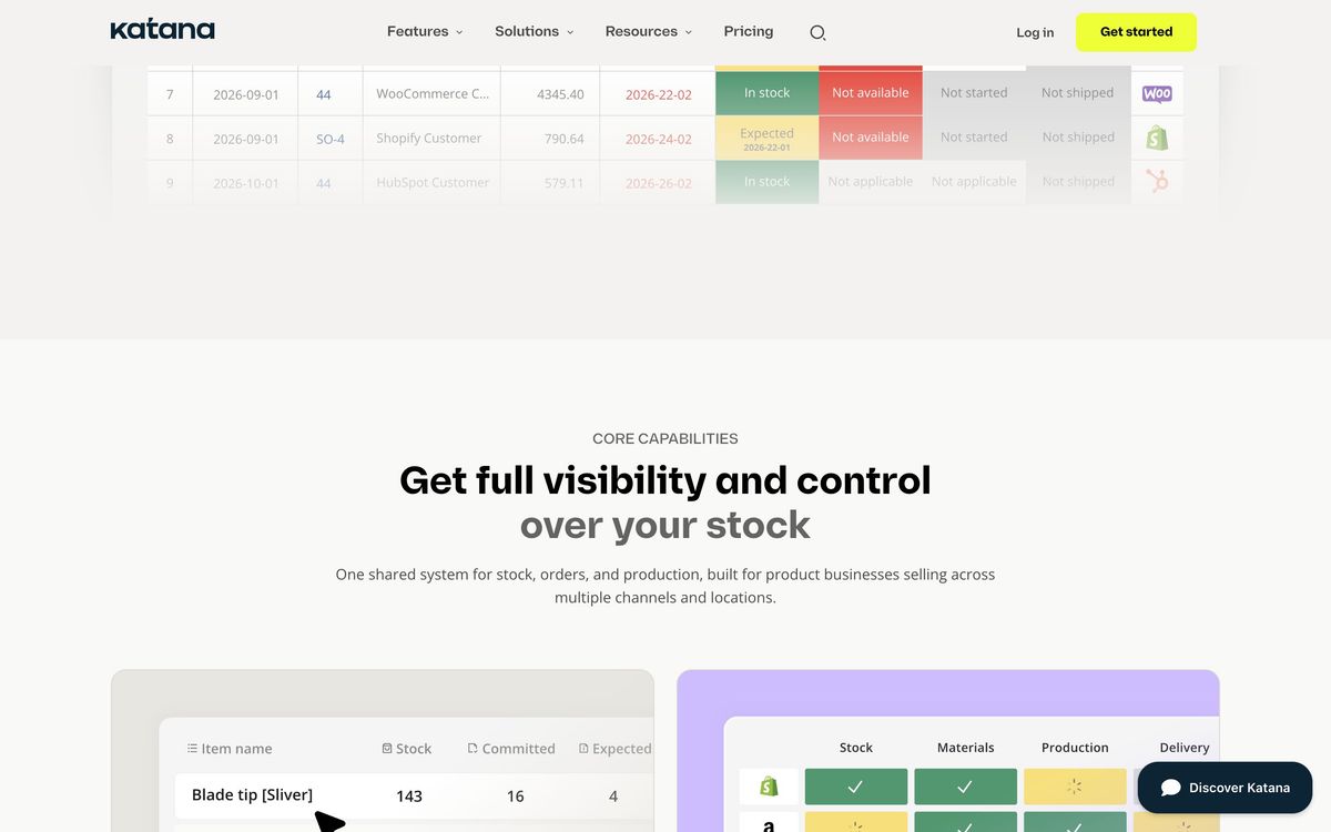 Katana Cloud Inventory, product overview page screenshot