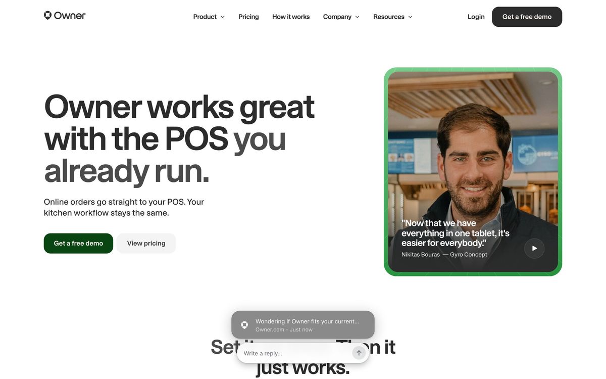 Owner.com, integrations page screenshot