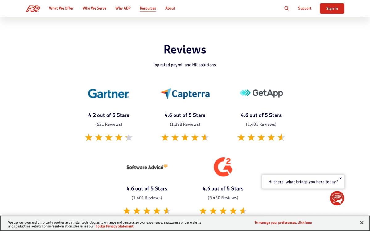 ADP: product page screenshot