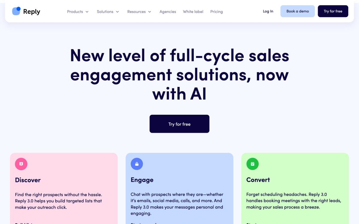 Reply.io: features page screenshot