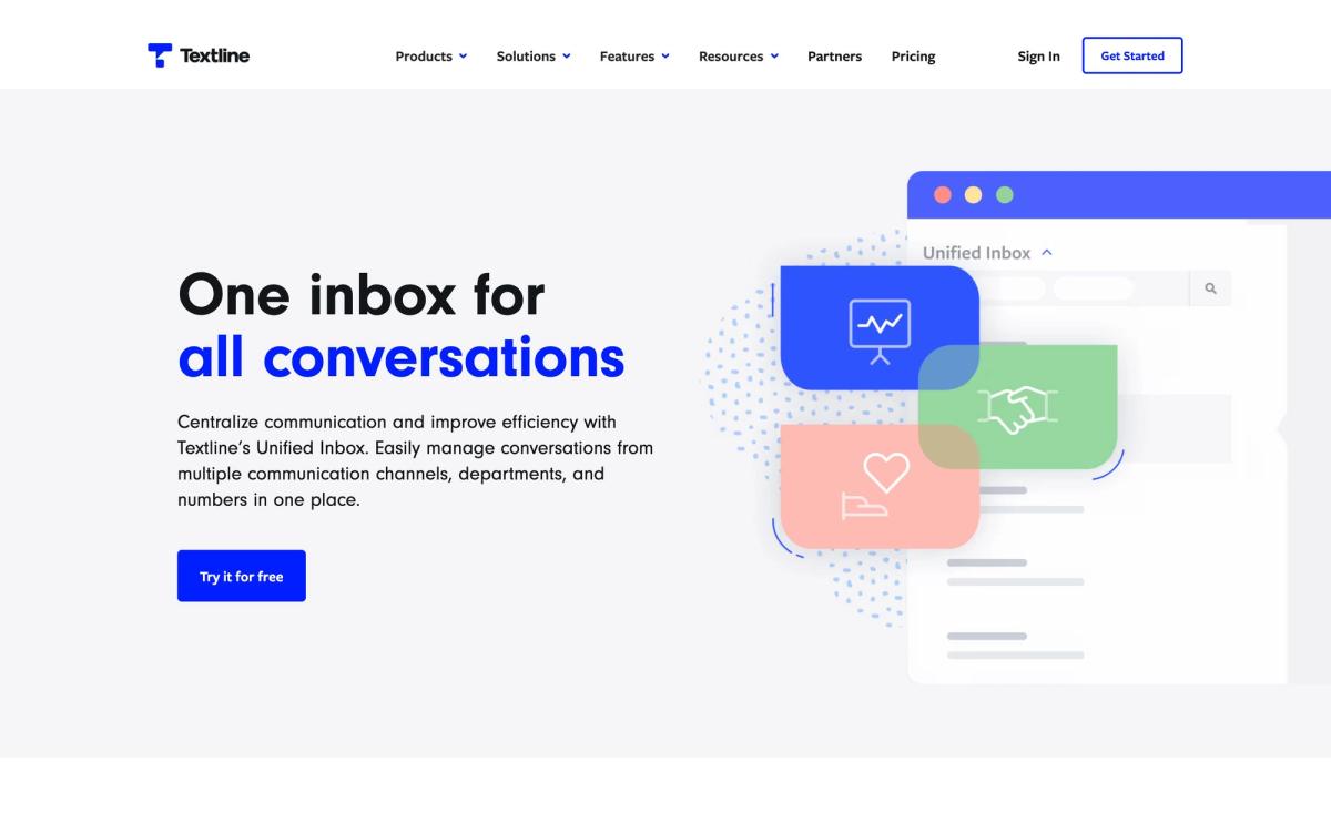 Textline, features page screenshot