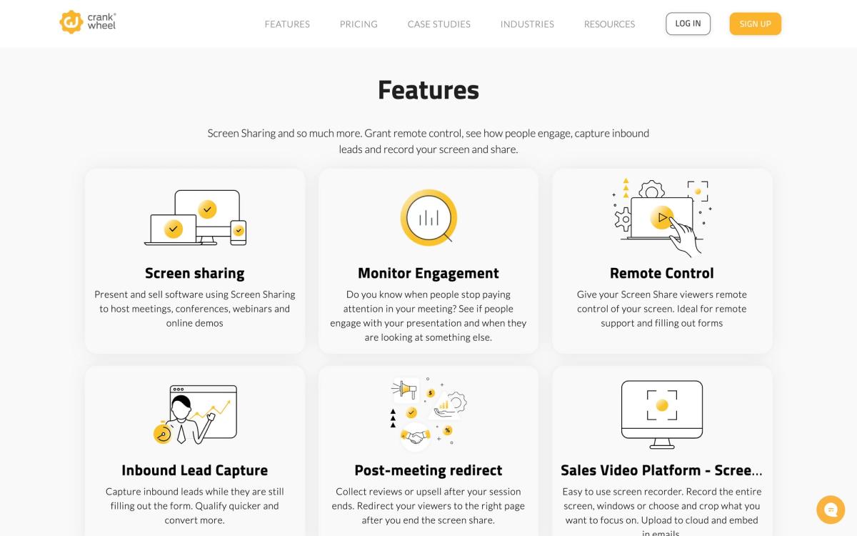 CrankWheel, features page screenshot