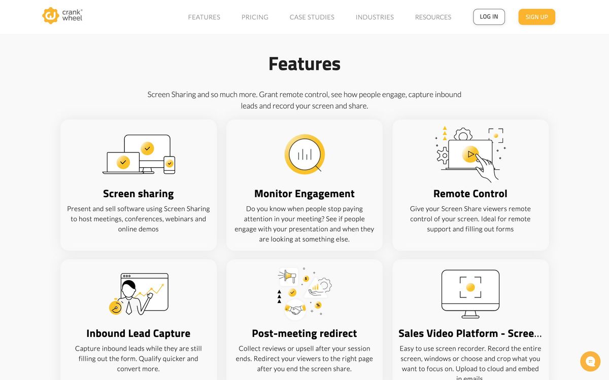 CrankWheel, features page screenshot